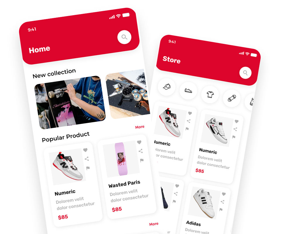 A preview image of the skate shop app
